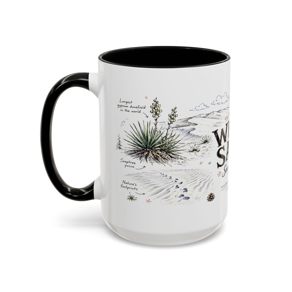 White Sands National Park Coffee Mug | New Mexico Desert Sand Dunes Gift | Accent Color Ceramic 11oz 15oz