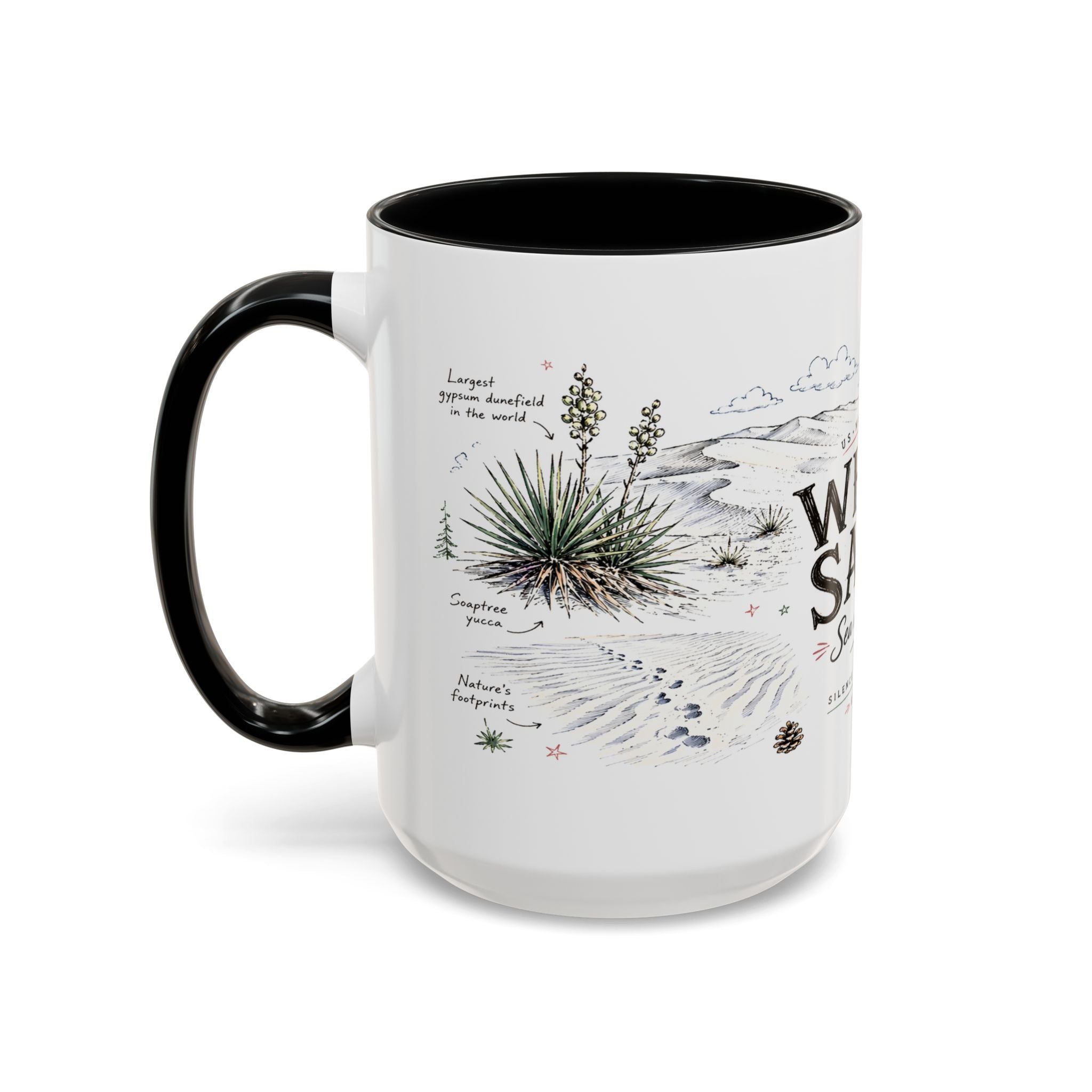 White Sands National Park Coffee Mug | New Mexico Desert Sand Dunes Gift | Accent Color Ceramic 11oz 15oz