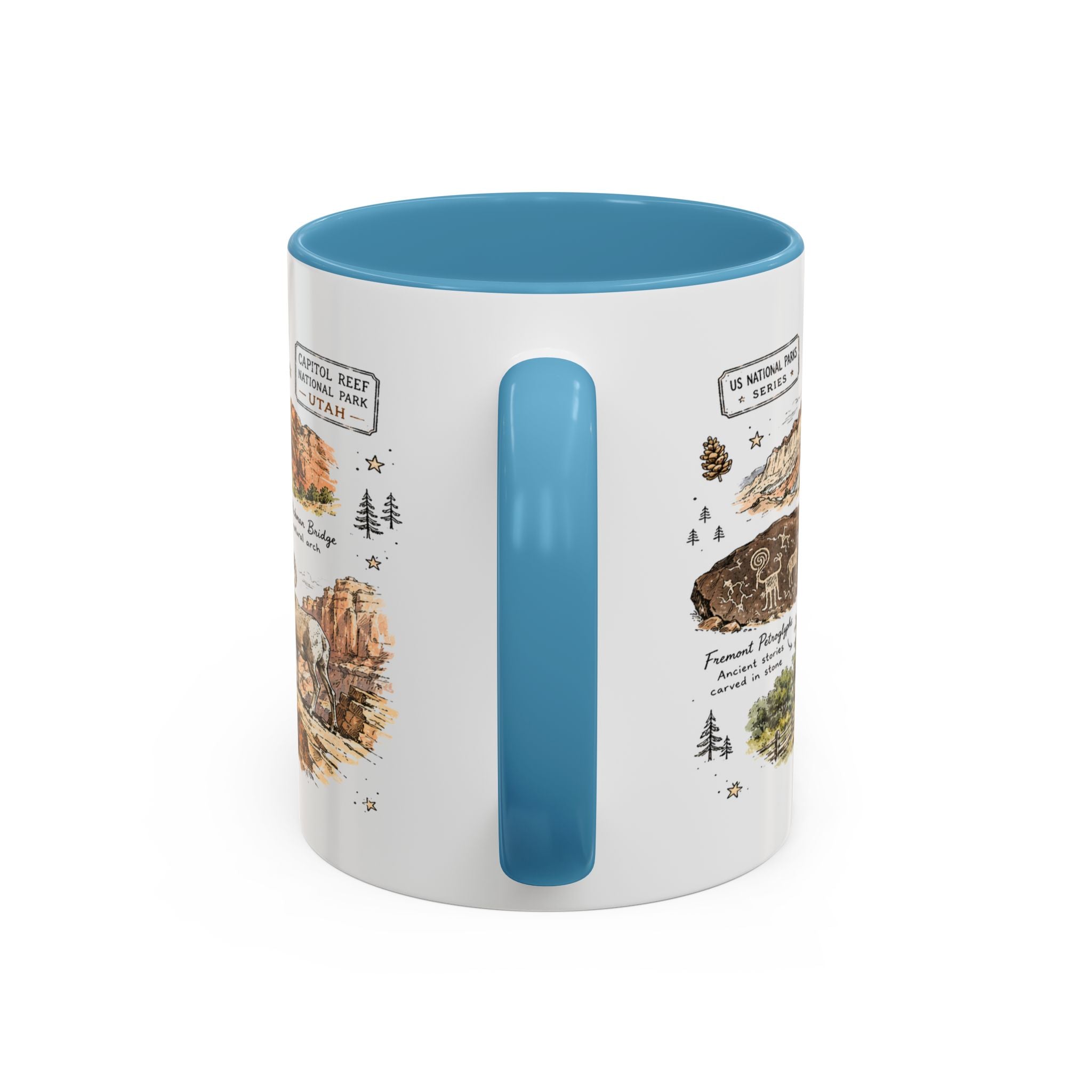 Capitol Reef National Park Coffee Mug | Utah Sandstone Canyon Hiking Gift | Accent Color Ceramic 11oz 15oz