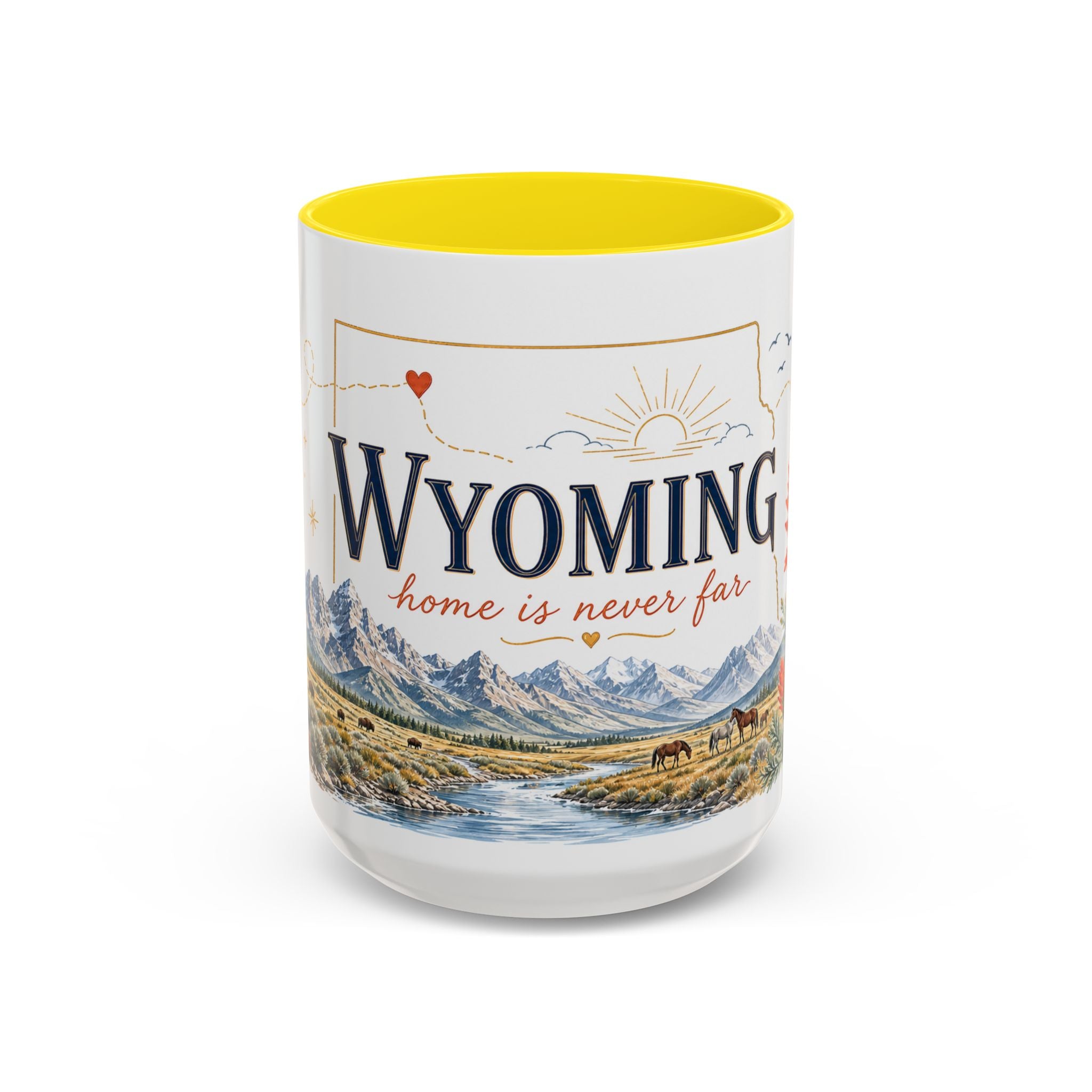Wyoming Home State Mug | Moving Away Gift | Long Distance Friendship Coffee Cup | 11oz 15oz Accent Mug