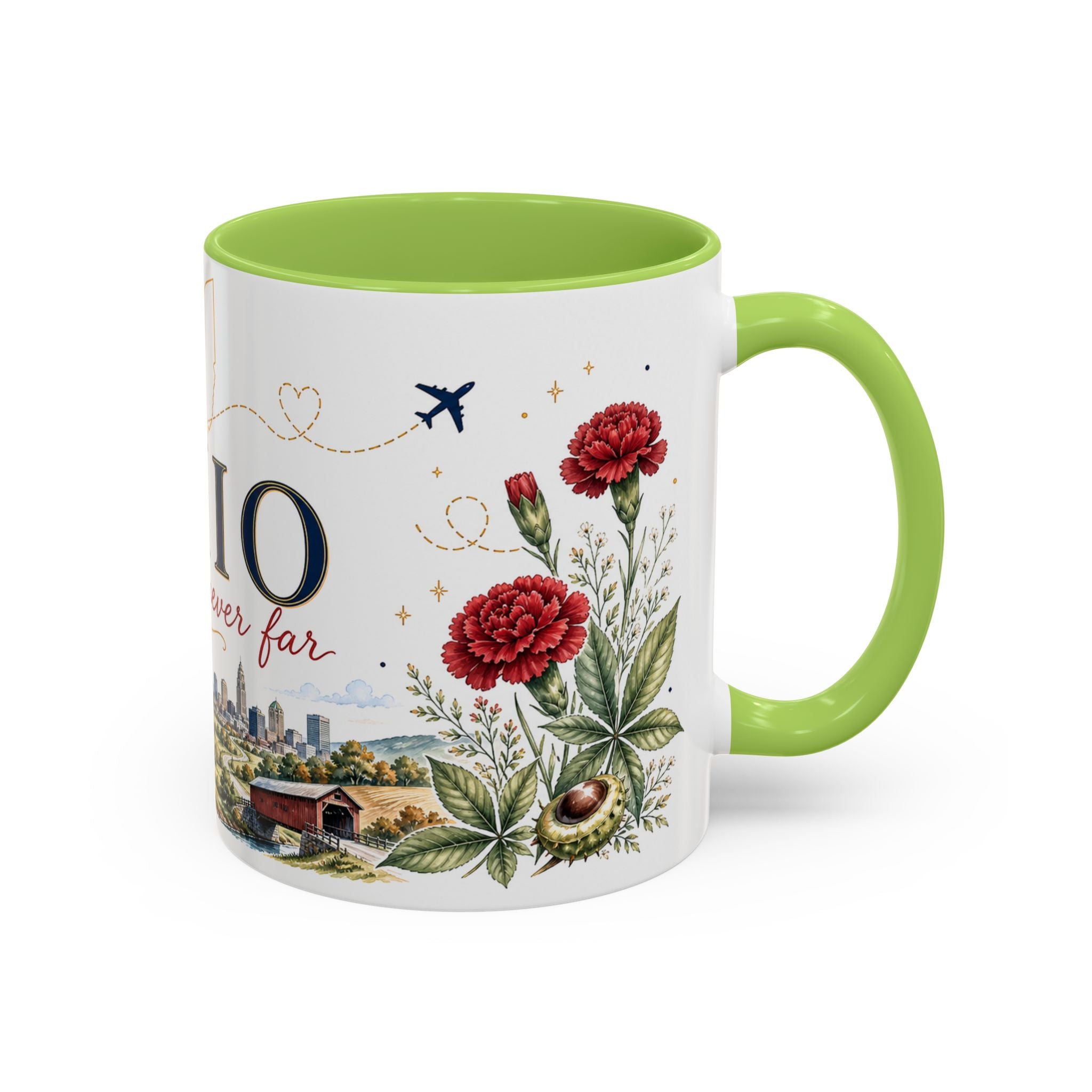 Ohio State Map Mug | Botanical Travel Sketch, Homesick Gift, Long Distance Friendship
