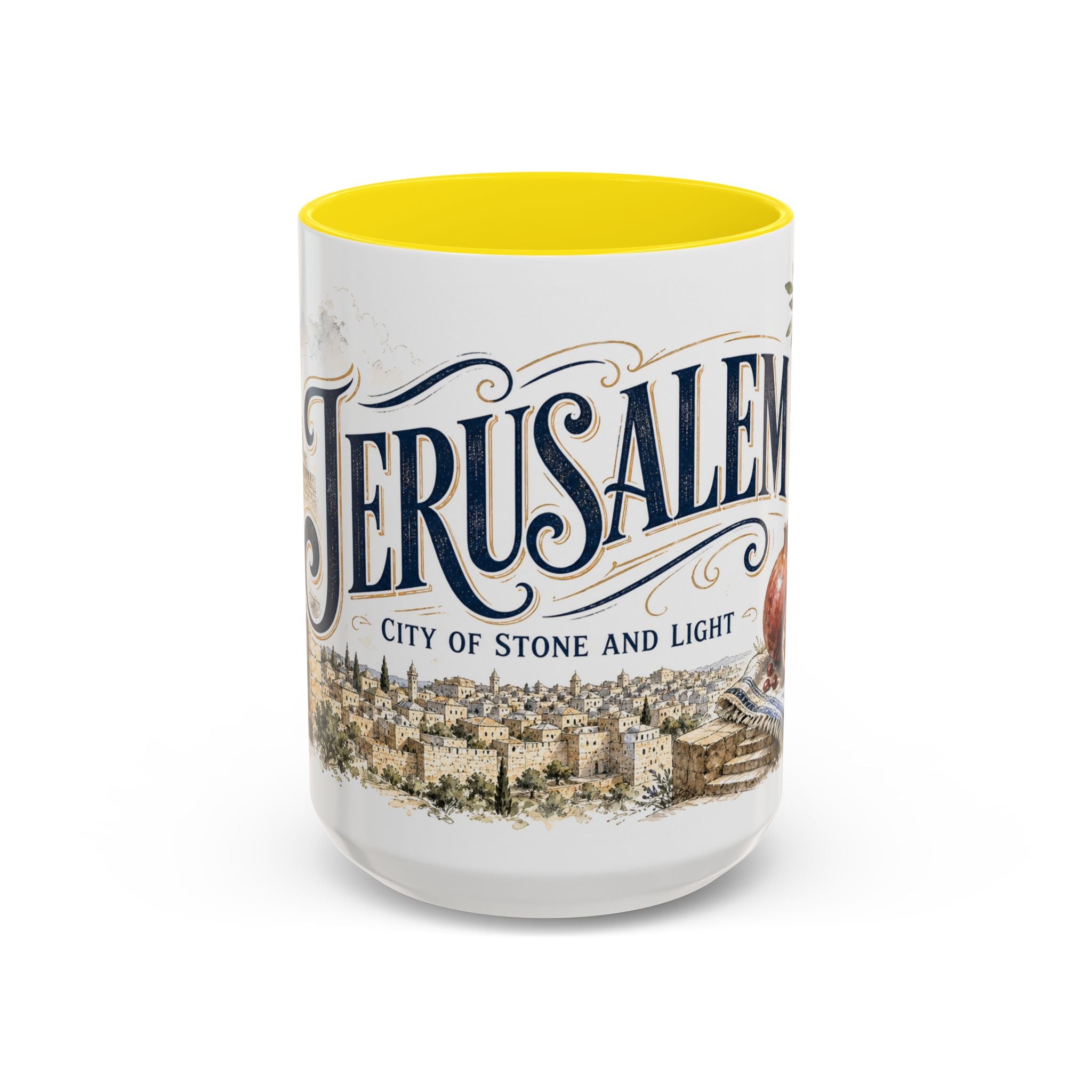 Jerusalem Coffee Mug | Jerusalem region Travel Souvenir | Vintage Illustrated City Gift | 11 oz 15 oz Accent Mug