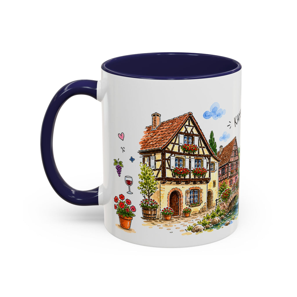 Kaysersberg Illustrated Travel Mug | France Souvenir Accent Coffee Mug | 11oz 15oz Ceramic Cup