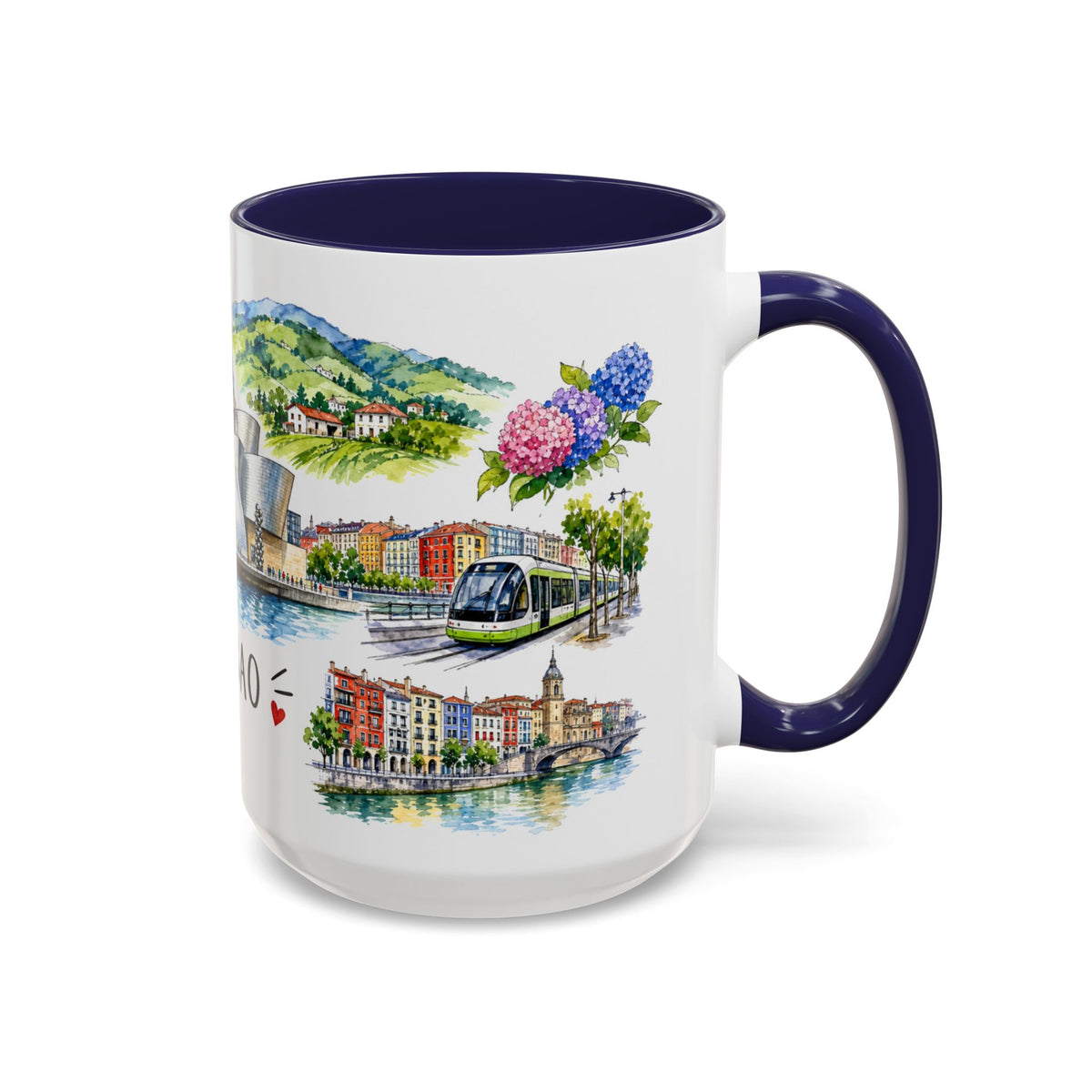 Bilbao Illustrated Travel Mug | City Souvenir Accent Coffee Mug | 11oz 15oz Ceramic Cup