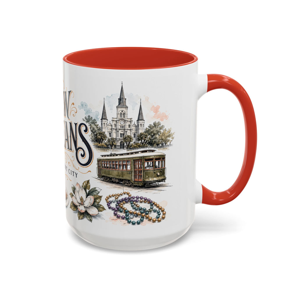 New Orleans Coffee Mug | United States Travel Souvenir | Vintage Illustrated City Gift | 11 oz 15 oz Accent Mug