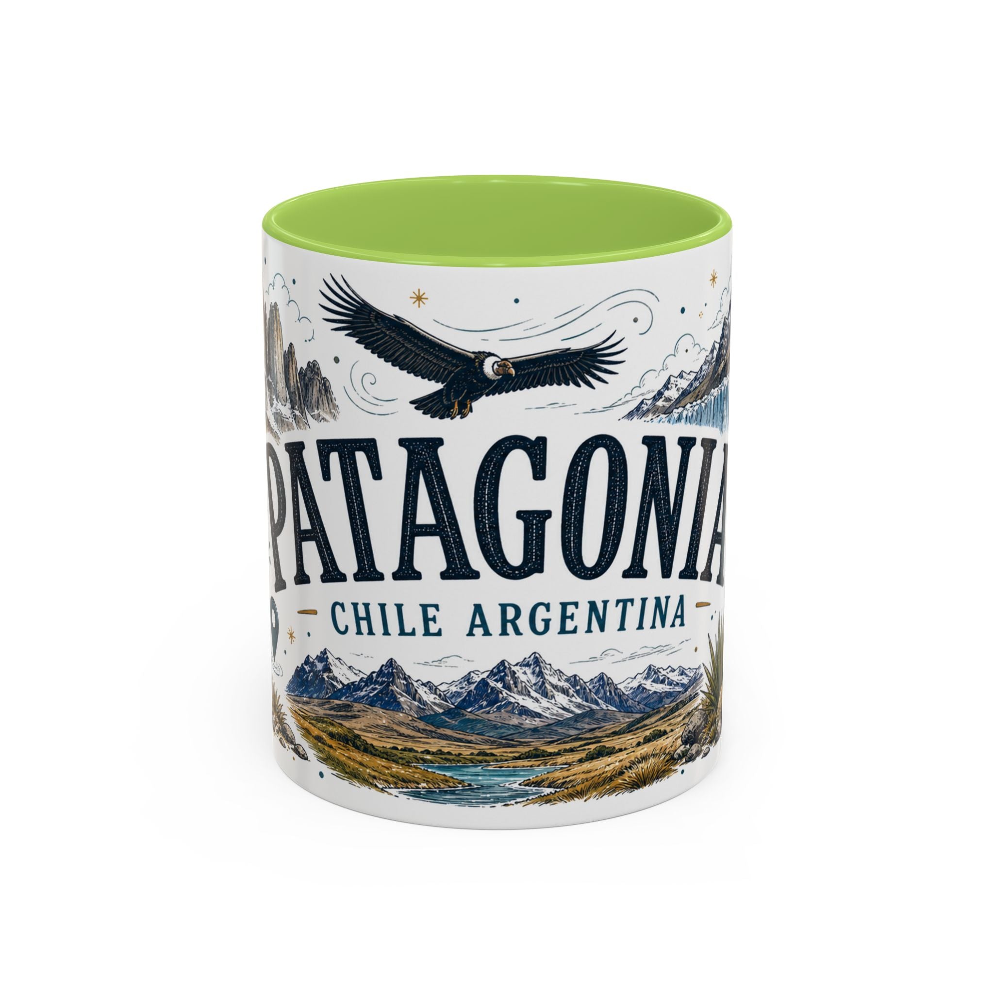 Patagonia Coffee Mug | Travel Destination Souvenir Gift | Accent Color Ceramic 11oz 15oz