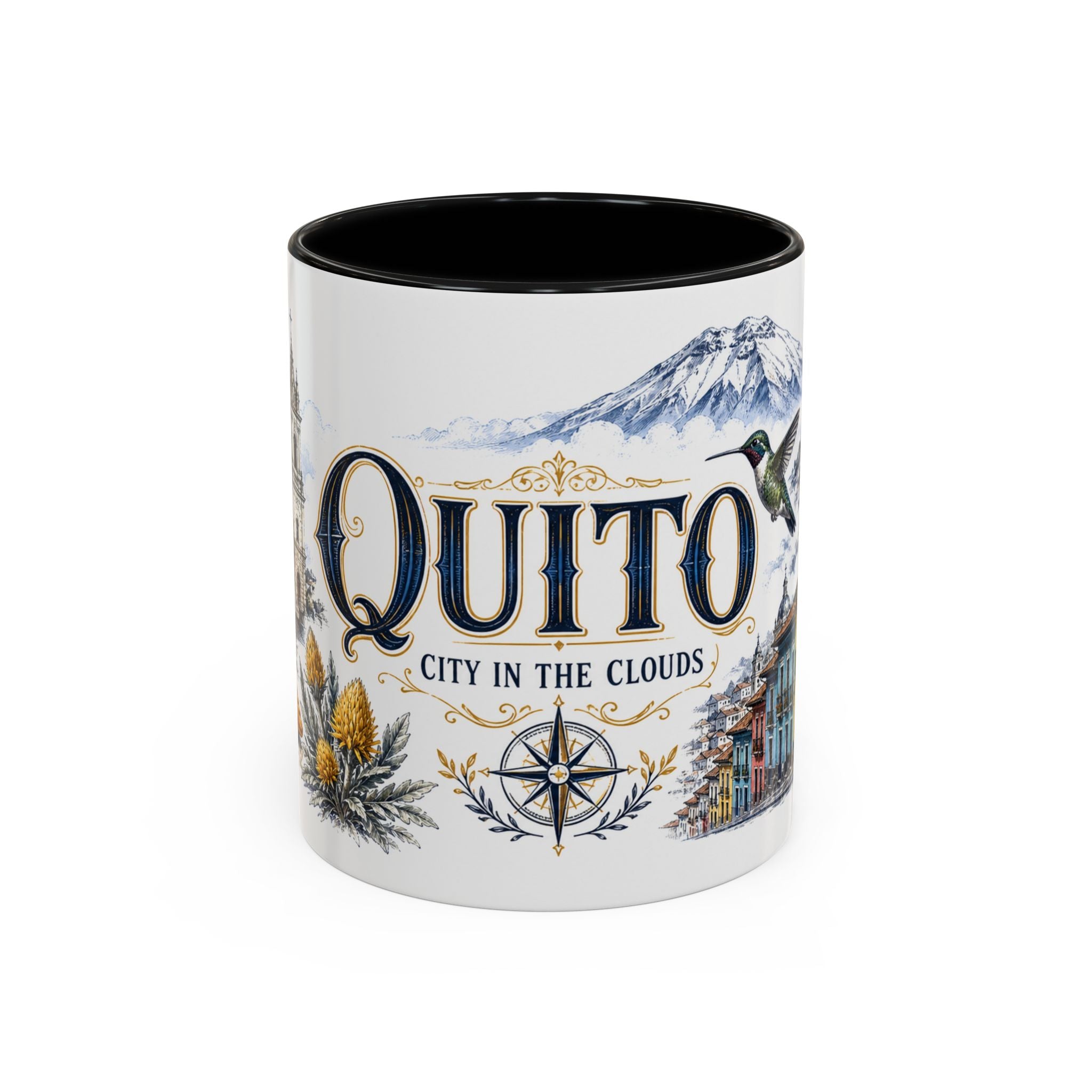 Quito Coffee Mug | Ecuador Travel Souvenir | Vintage Illustrated City Gift | 11 oz 15 oz Accent Mug