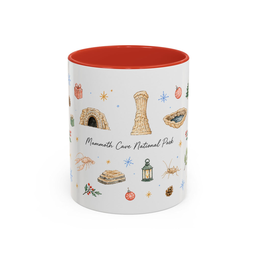 Mammoth Cave National Park Christmas Mug | Watercolor Travel Souvenir | Holiday Gift | Accent Ceramic Coffee Cup 11oz 15oz