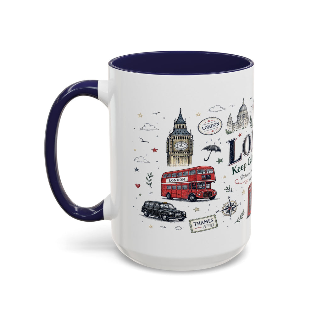 London Coffee Mug | England Souvenir Travel Gift | Accent Color Ceramic 11oz 15oz