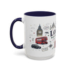 London Coffee Mug | England Souvenir Travel Gift | Accent Color Ceramic 11oz 15oz