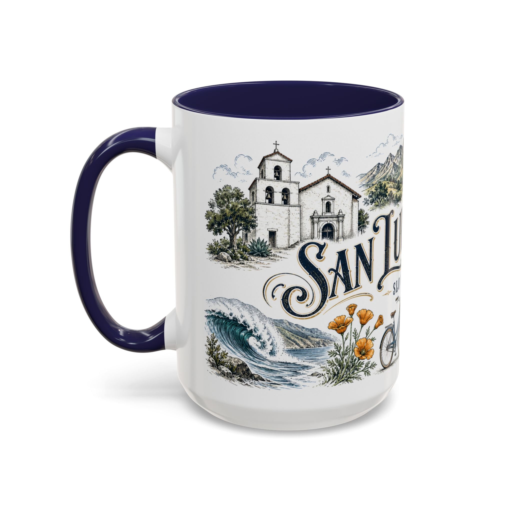 San Luis Obispo Coffee Mug | United States Travel Souvenir | Vintage Illustrated City Gift | 11 oz 15 oz Accent Mug