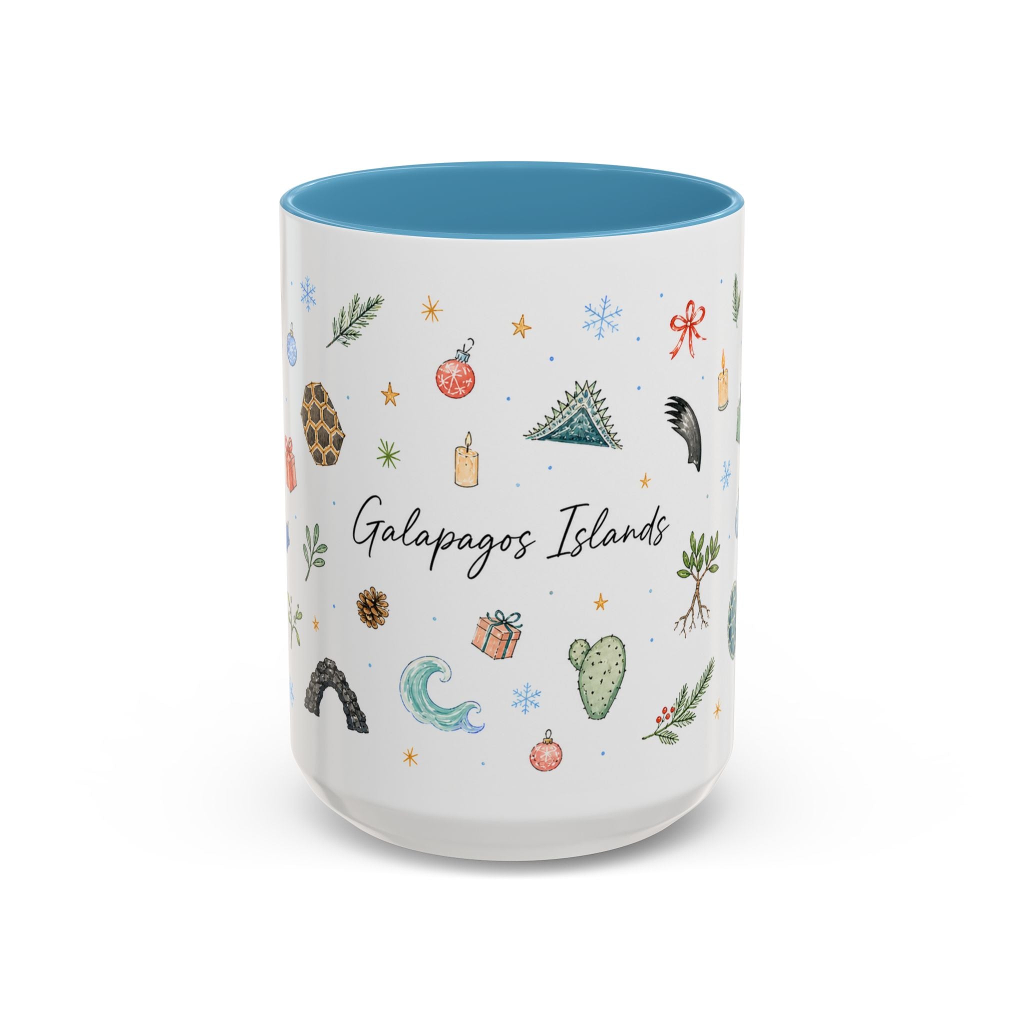 Galapagos Islands Christmas Mug | Watercolor Travel Souvenir | Holiday Gift | Accent Ceramic Coffee Cup 11oz 15oz