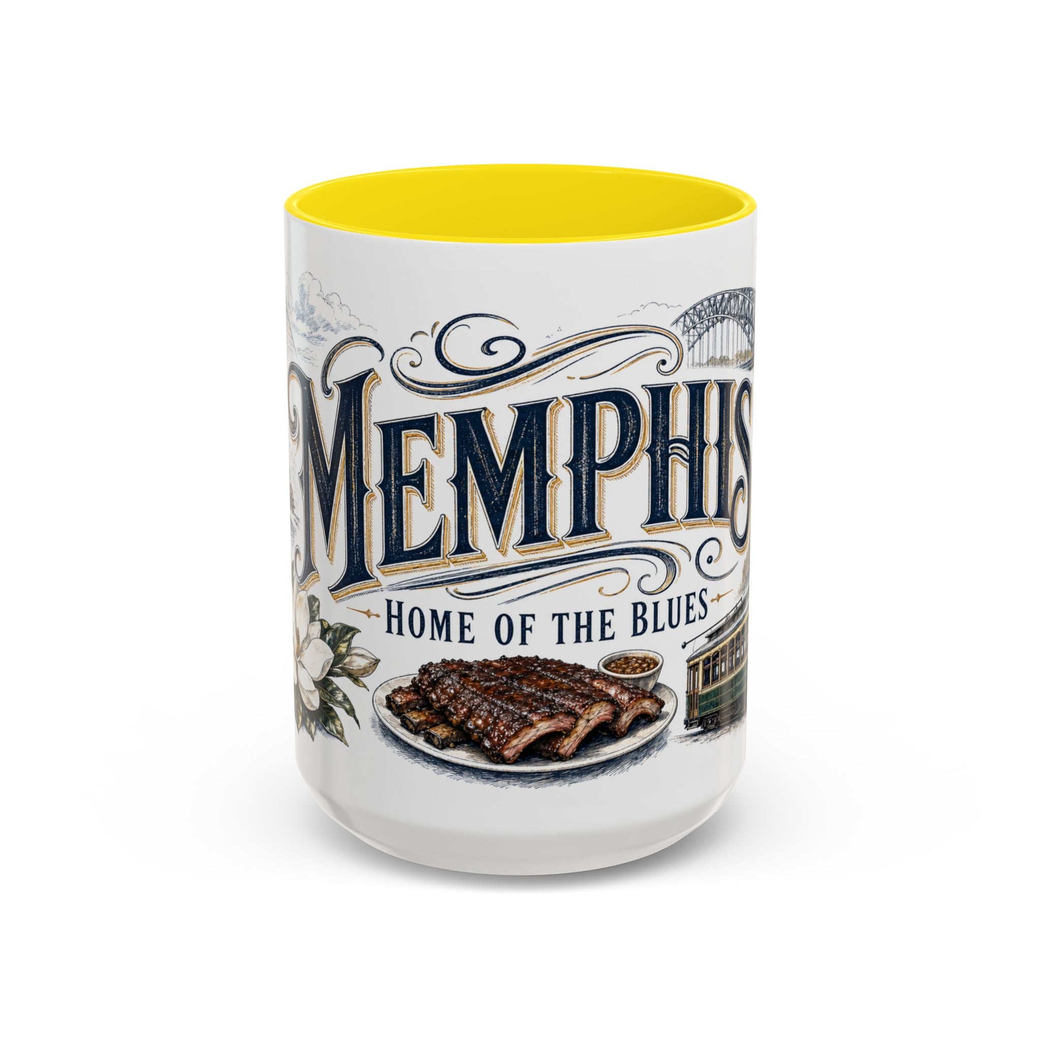 Memphis Coffee Mug | United States Travel Souvenir | Vintage Illustrated City Gift | 11 oz 15 oz Accent Mug