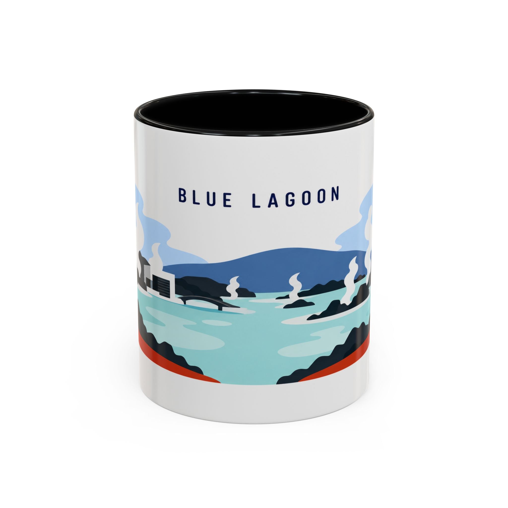 Blue Lagoon Coffee Mug | Travel Destination Souvenir Gift | Accent Color Ceramic 11oz 15oz
