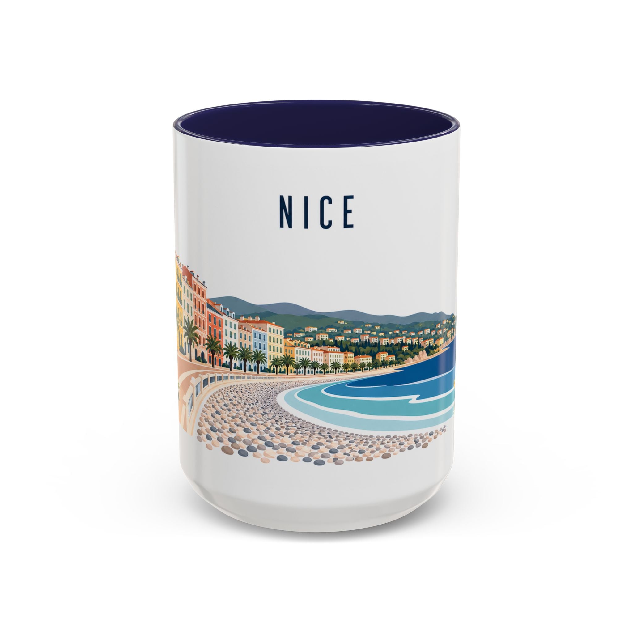 Nice Coffee Mug | France Travel Souvenir | Porcelain Decal City Gift | 11oz 15oz Accent Mug