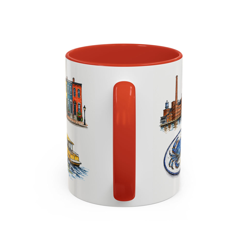 Baltimore Illustrated Travel Mug | City Souvenir Accent Coffee Mug | 11oz 15oz Ceramic Cup