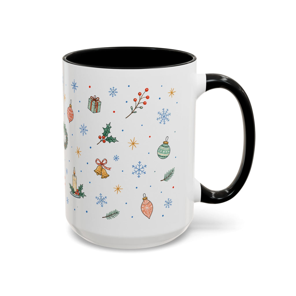 Christmas Ornament Mug | Snowflake Watercolor Holiday Gift | Accent Cup 11oz 15oz