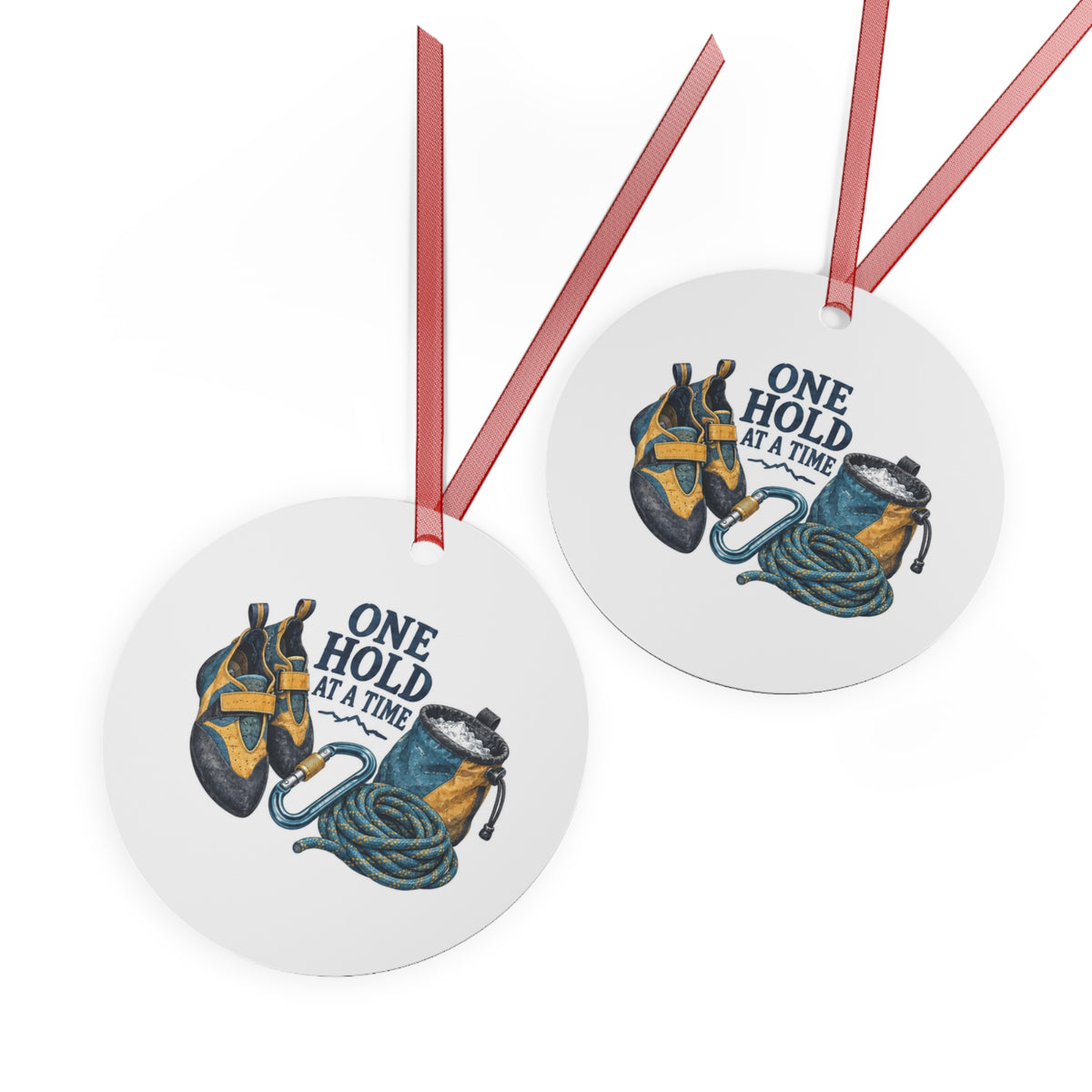 One Hold at a Time Climbing Round Metal Ornament | Sports Gift