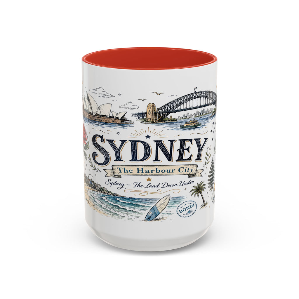 Sydney Coffee Mug | Australia Souvenir Travel Gift | Accent Color Ceramic 11oz 15oz