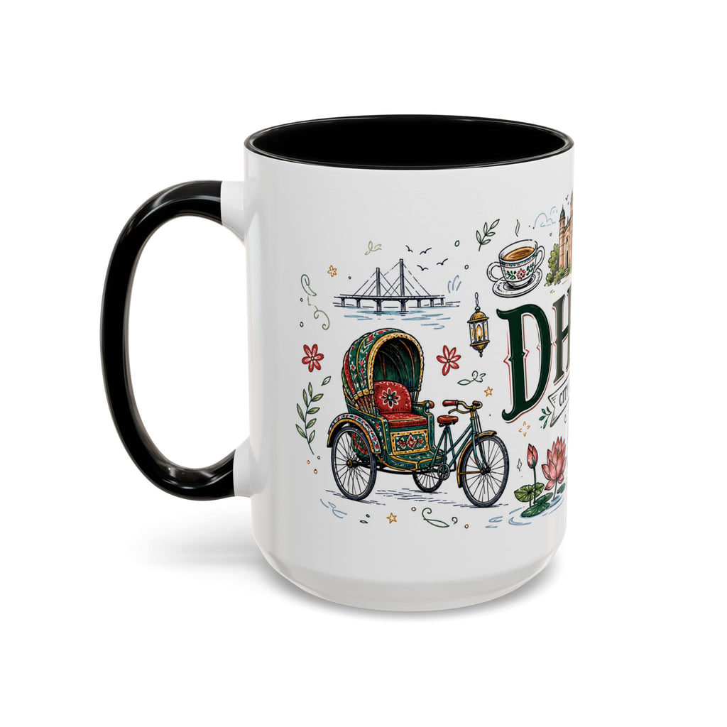 Dhaka Coffee Mug | Bangladesh Souvenir Travel Gift | Accent Color Ceramic 11oz 15oz