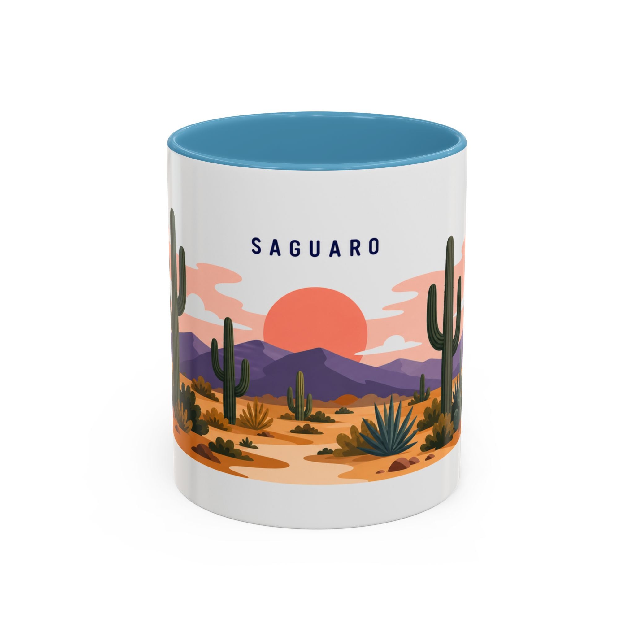 Saguaro National Park Coffee Mug | Solid Color Block Park Souvenir | 11oz 15oz Accent Mug