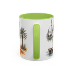 Abu Dhabi Coffee Mug | United Arab Emirates Travel Souvenir | Vintage Illustrated City Gift | 11 oz 15 oz Accent Mug