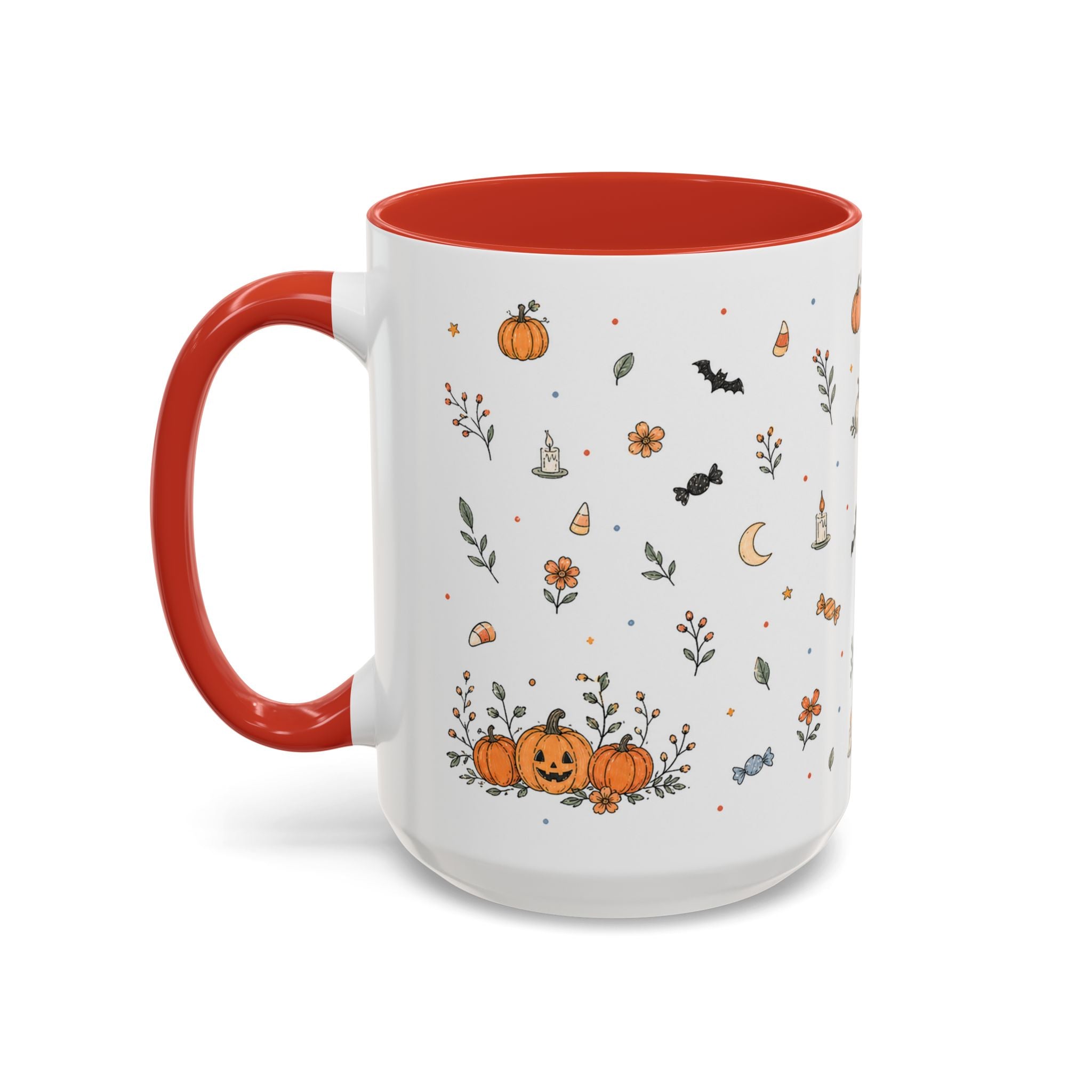 Halloween Party Mug | Ghost Black Cat Candy Watercolor Gift | Accent Cup 11oz 15oz
