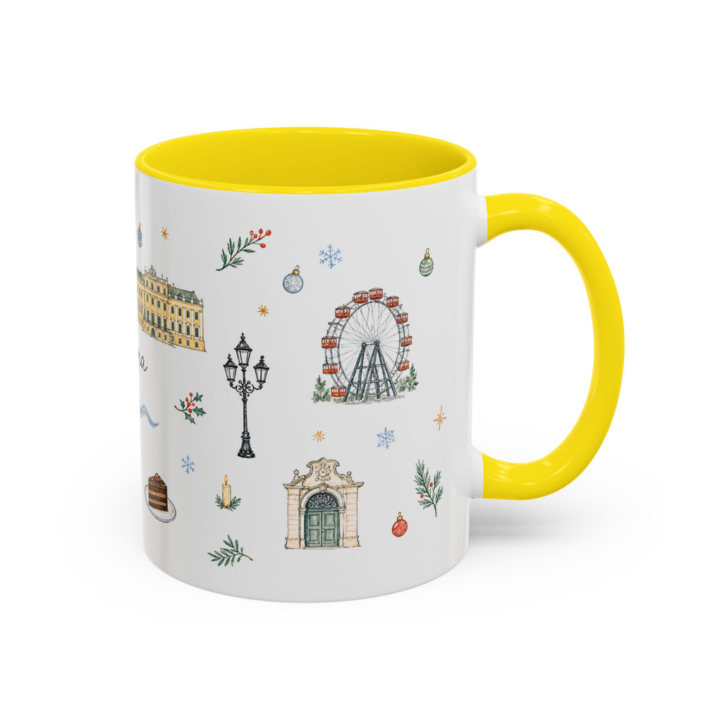 Vienna Christmas Mug | Watercolor Travel Souvenir | Holiday Gift | Accent Ceramic Coffee Cup 11oz 15oz