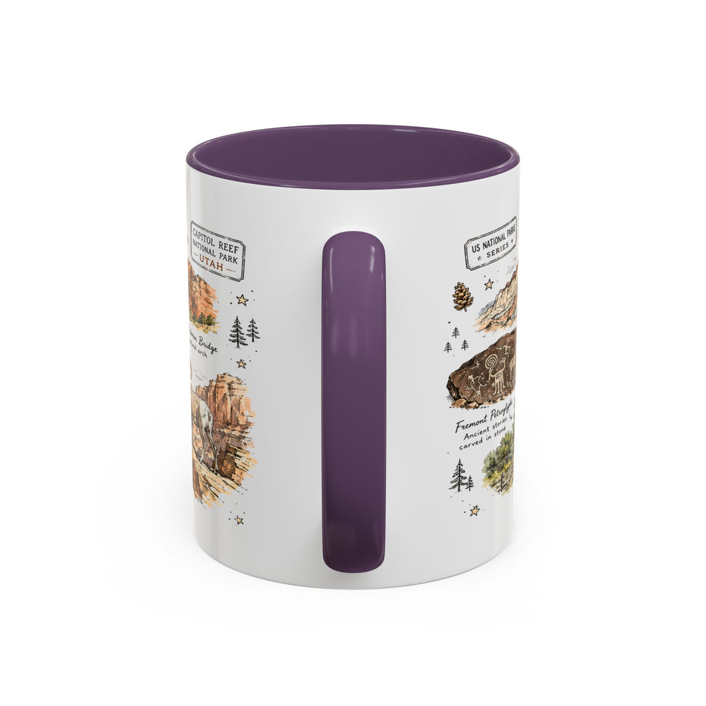 Capitol Reef National Park Coffee Mug | Utah Sandstone Canyon Hiking Gift | Accent Color Ceramic 11oz 15oz
