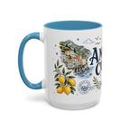 Amalfi Coast Coffee Mug | Travel Destination Souvenir Gift | Accent Color Ceramic 11oz 15oz