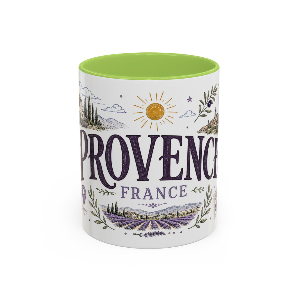 Provence Coffee Mug | Travel Destination Souvenir Gift | Accent Color Ceramic 11oz 15oz