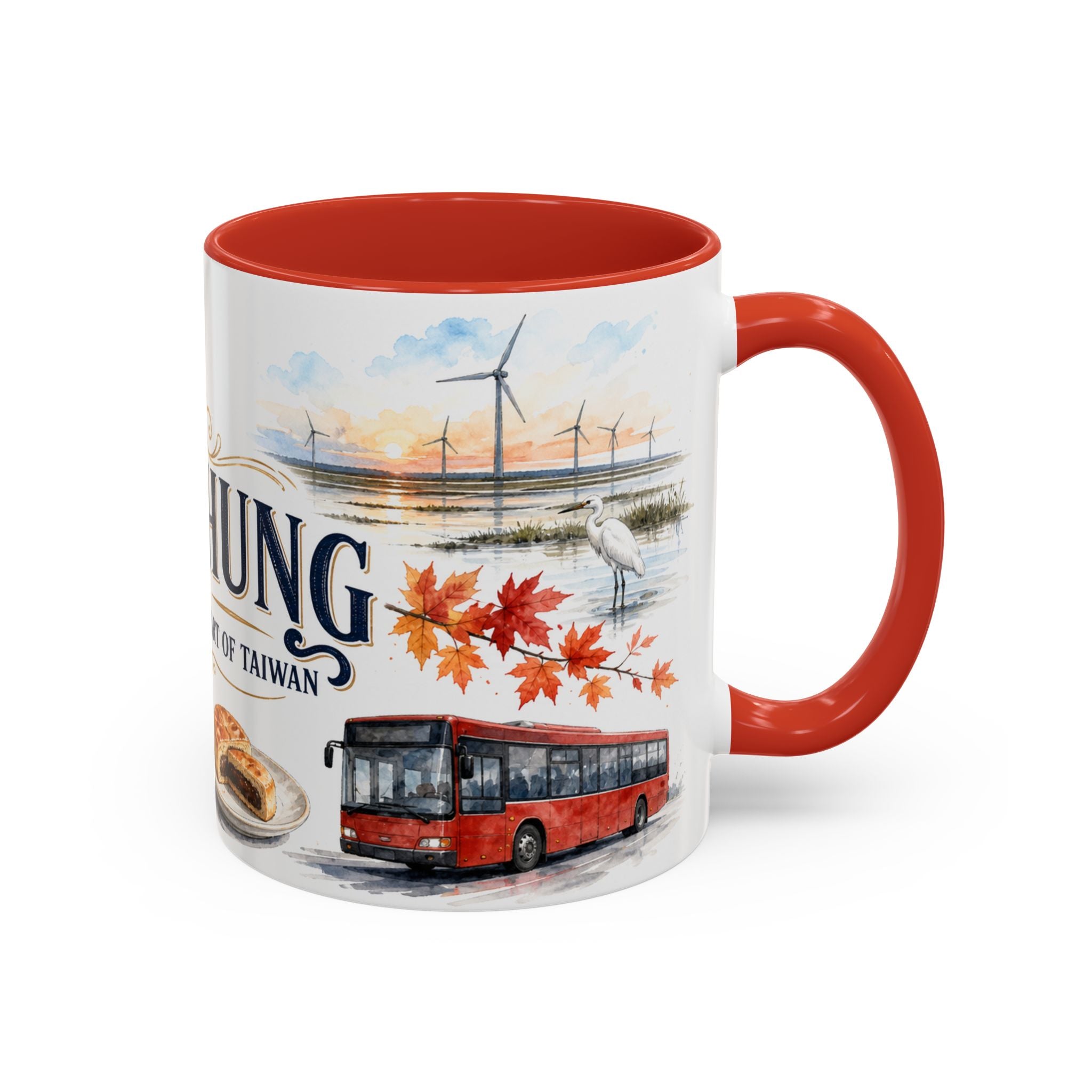 Taichung Coffee Mug | Taiwan Travel Souvenir | Vintage Illustrated City Gift | 11 oz 15 oz Accent Mug