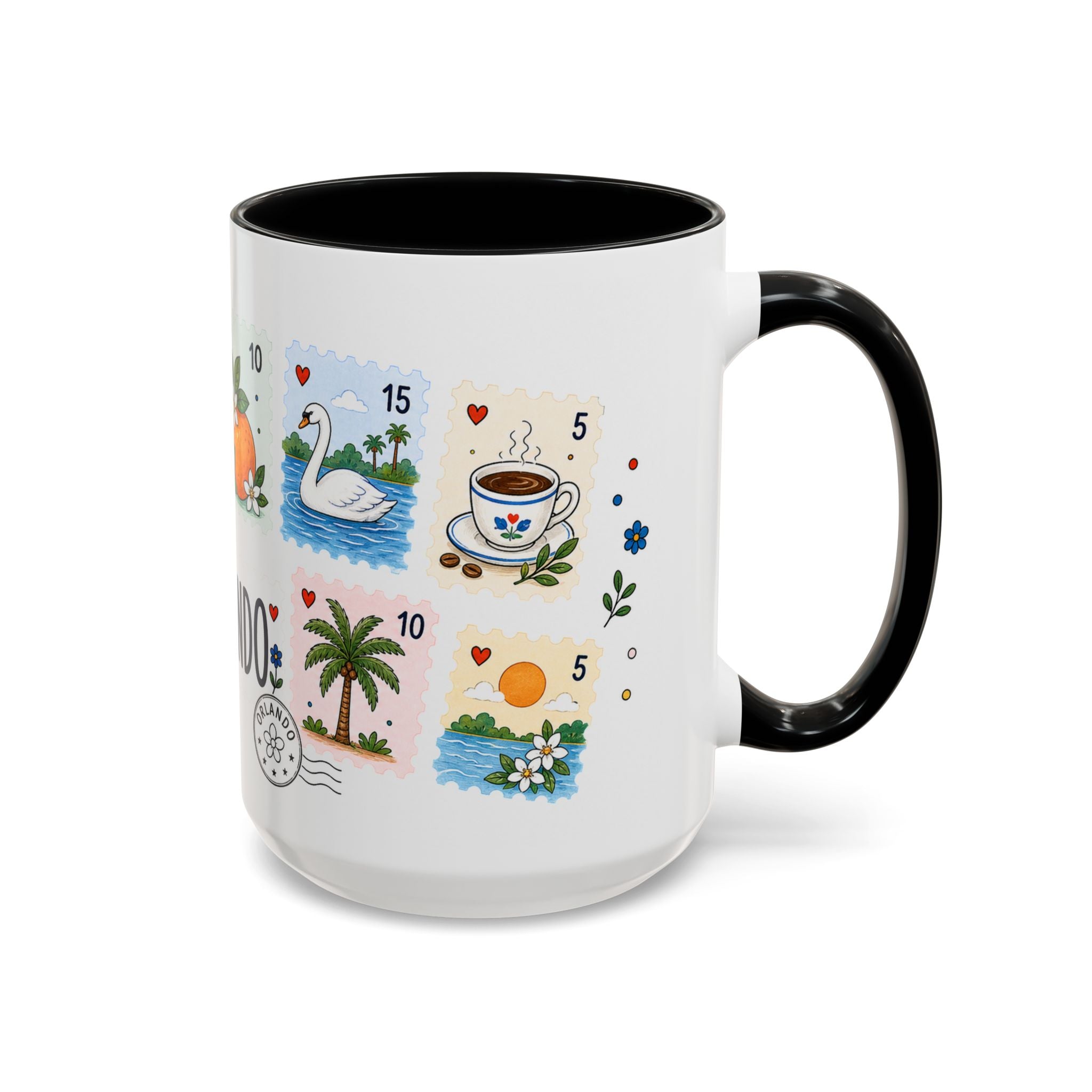 Orlando Coffee Mug | Postage Stamp Collage Mug | Travel Souvenir Accent Cup 11oz 15oz