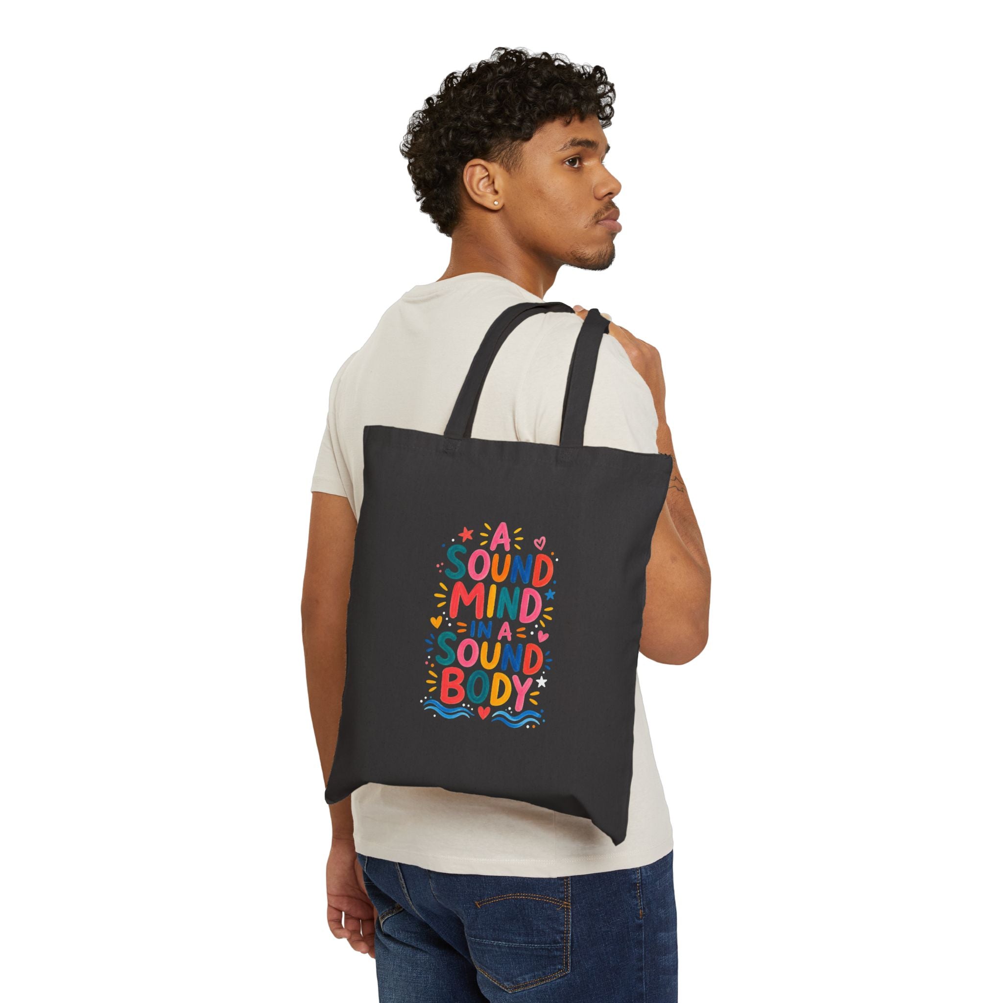 A Sound Mind In A Sound Body Tote Bag | Ancient Wisdom Quote Canvas Bag | Colorful Philosophy Gift