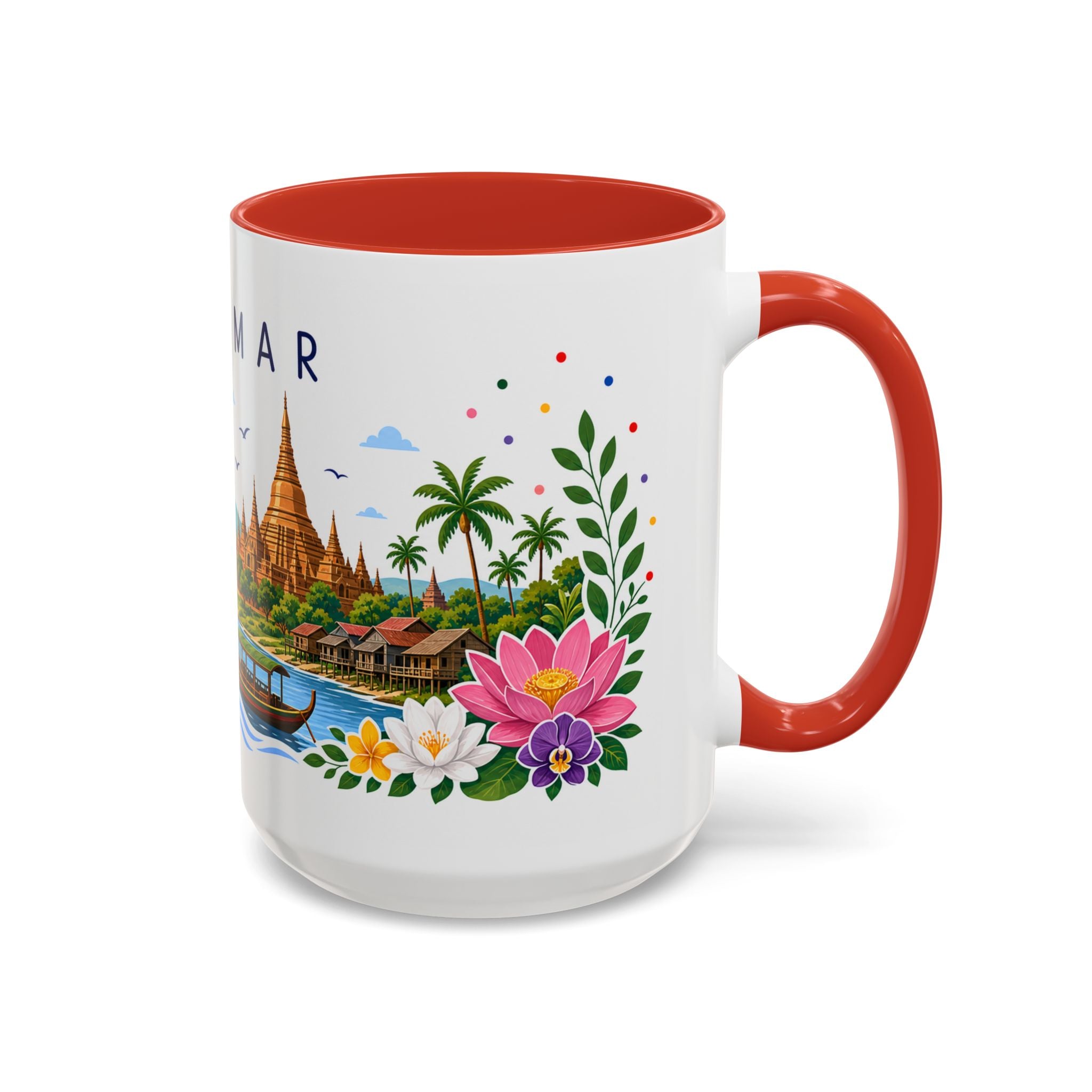 Myanmar Coffee Mug | Travel Souvenir Accent Mug | Place Gift Ceramic Cup 11oz 15oz