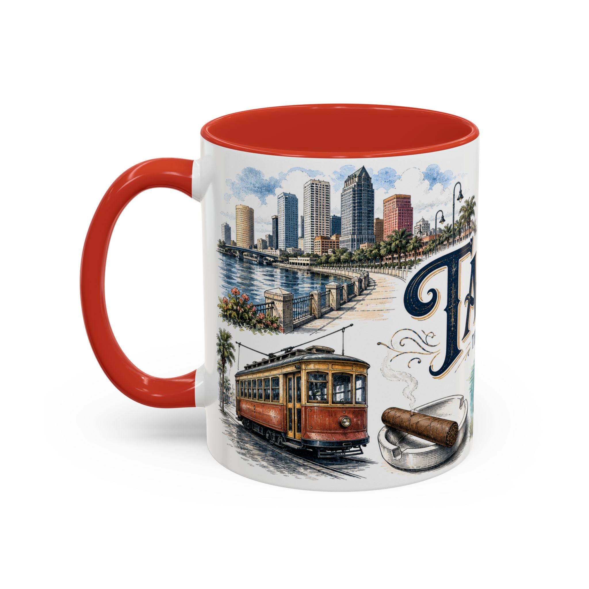 Tampa Coffee Mug | United States Travel Souvenir | Vintage Illustrated City Gift | 11 oz 15 oz Accent Mug