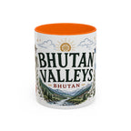 Bhutan Valleys Coffee Mug | Travel Destination Souvenir Gift | Accent Color Ceramic 11oz 15oz