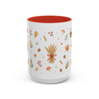Thanksgiving Mug | Country Harvest Watercolor Gift | Pumpkin Scarecrow Accent Cup 11oz 15oz