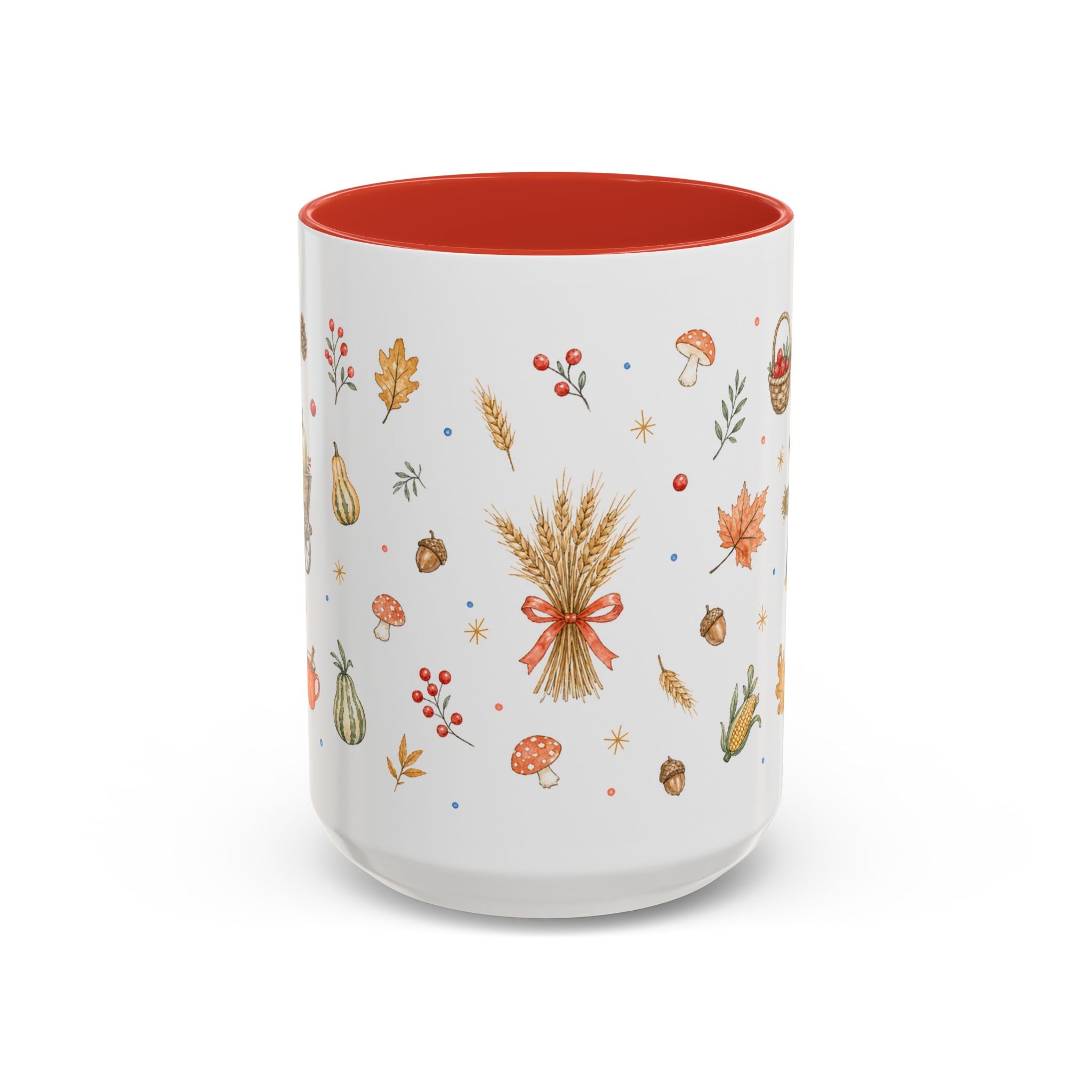 Thanksgiving Mug | Country Harvest Watercolor Gift | Pumpkin Scarecrow Accent Cup 11oz 15oz