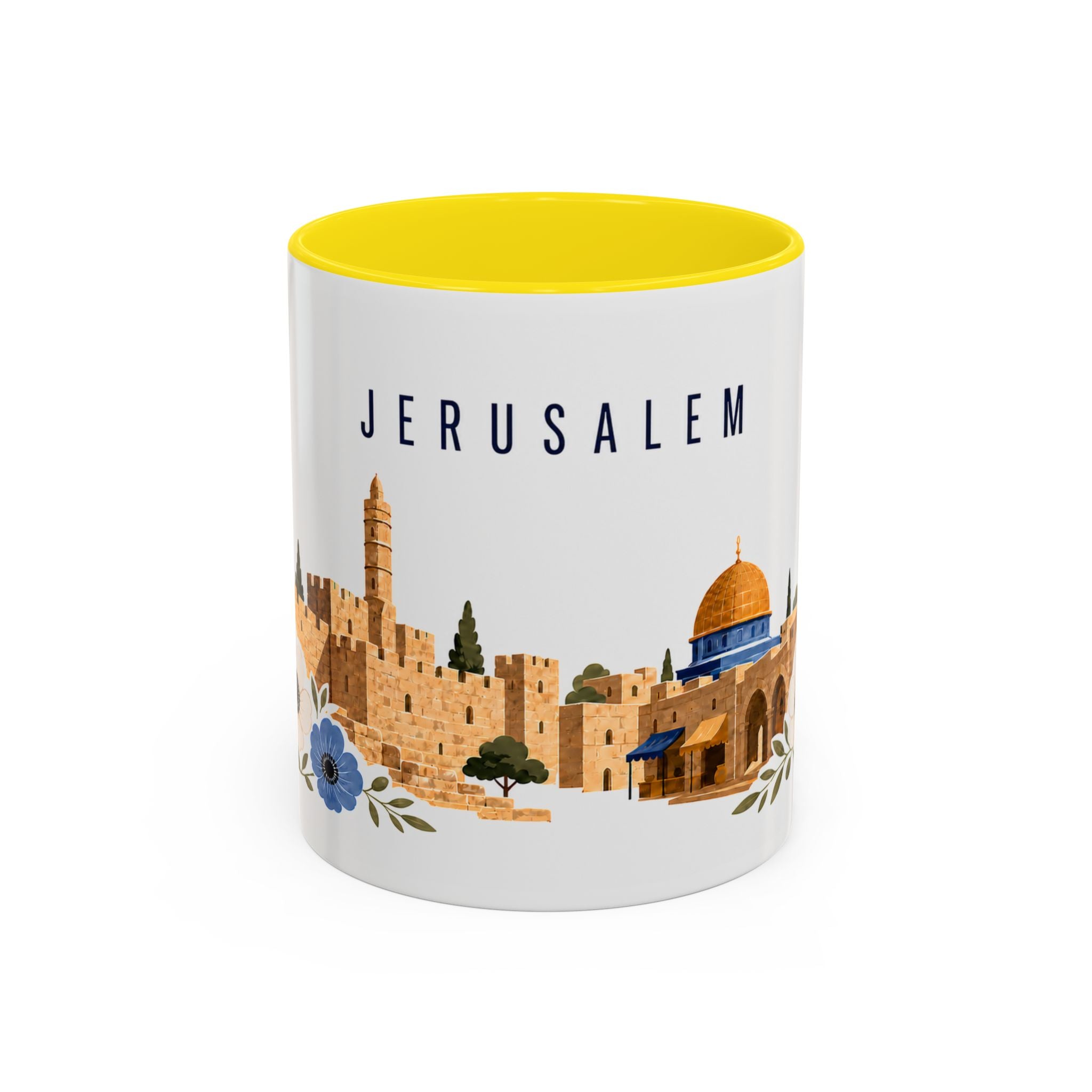 Jerusalem Coffee Mug | Israel Travel Souvenir | Porcelain Decal City Gift | 11oz 15oz Accent Mug