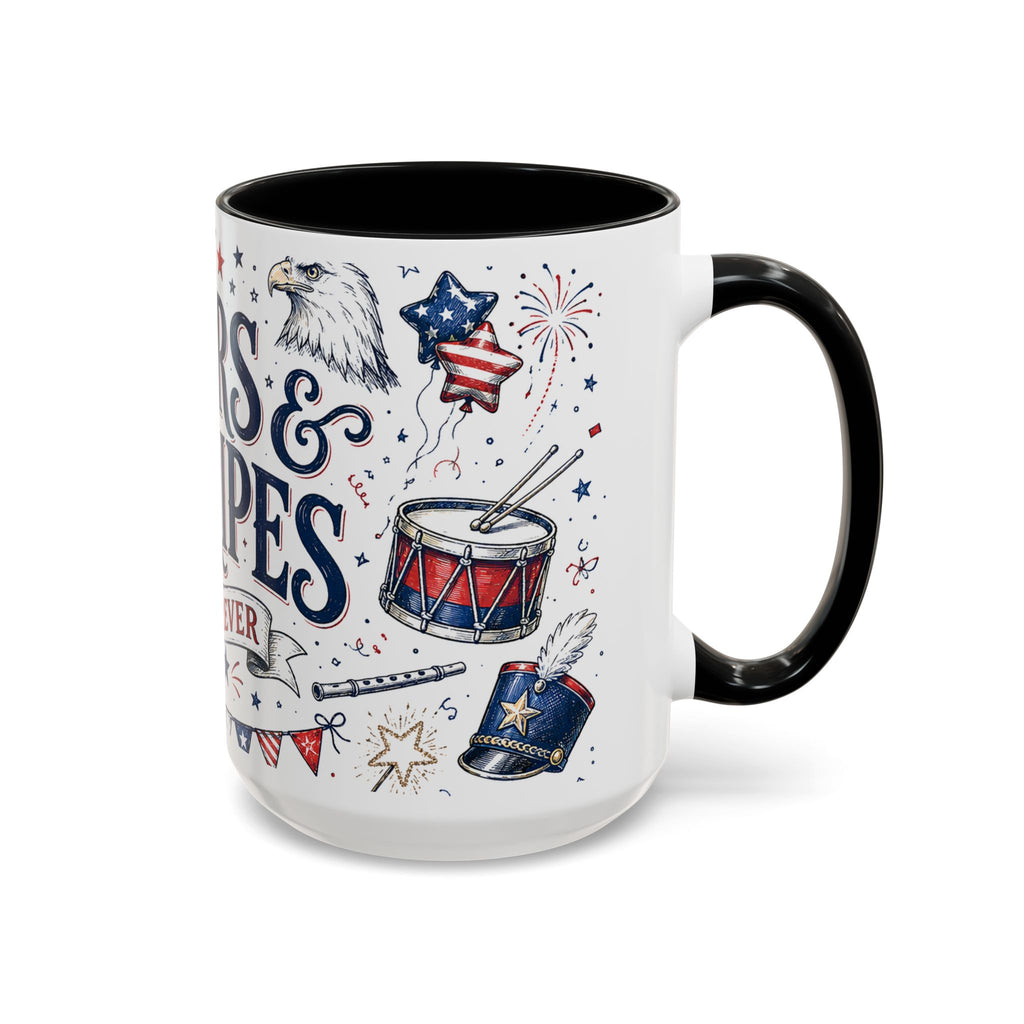 Stars and Stripes Forever Coffee Mug | Patriotic 4th of July Gift | Accent Color Ceramic 11oz 15oz