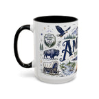 America the Beautiful Coffee Mug | Patriotic USA Gift | Accent Color Ceramic 11oz 15oz