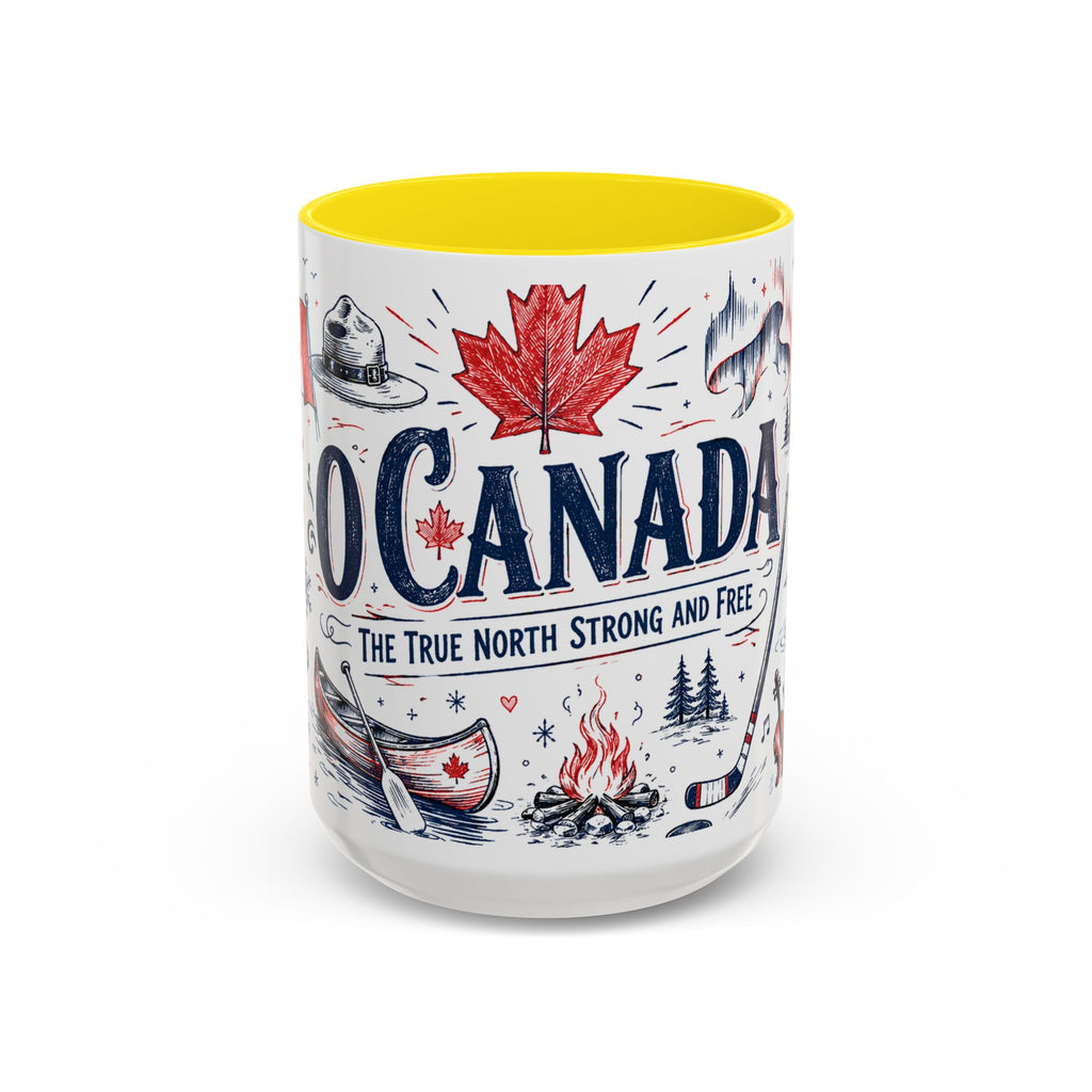 O Canada True North Coffee Mug | Canadian Pride Gift | Accent Color Ceramic 11oz 15oz