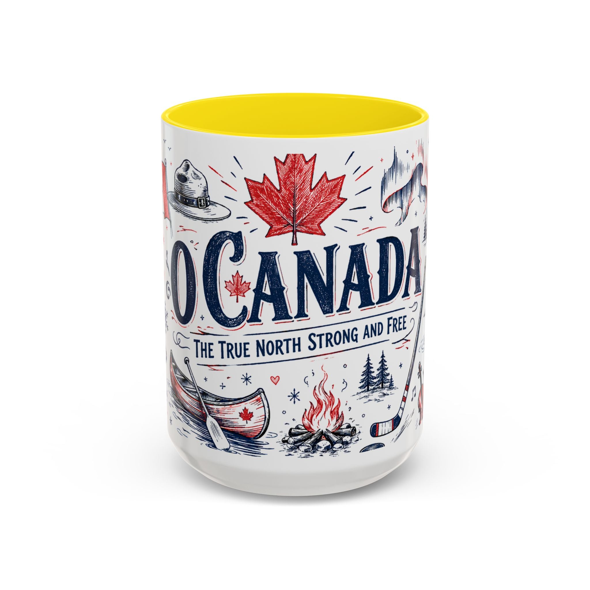 O Canada True North Coffee Mug | Canadian Pride Gift | Accent Color Ceramic 11oz 15oz
