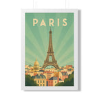 Paris Pastel France Framed Poster | Vintage Travel Wall Art | Black Walnut White Frame | 16x24 20x30