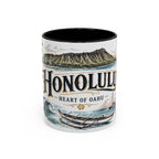 Honolulu Coffee Mug | United States Travel Souvenir | Vintage Illustrated City Gift | 11 oz 15 oz Accent Mug