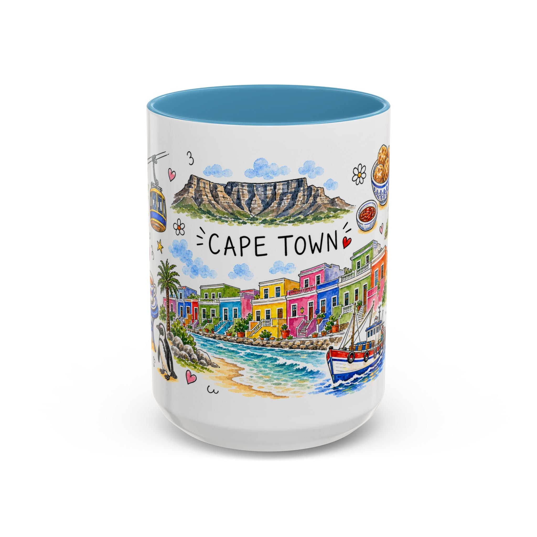 Cape Town Illustrated Travel Mug | City Souvenir Accent Coffee Mug | 11oz 15oz Ceramic Cup