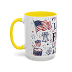 Land of the Free Coffee Mug | Home of the Brave 4th of July Gift | Accent Color Ceramic 11oz 15oz