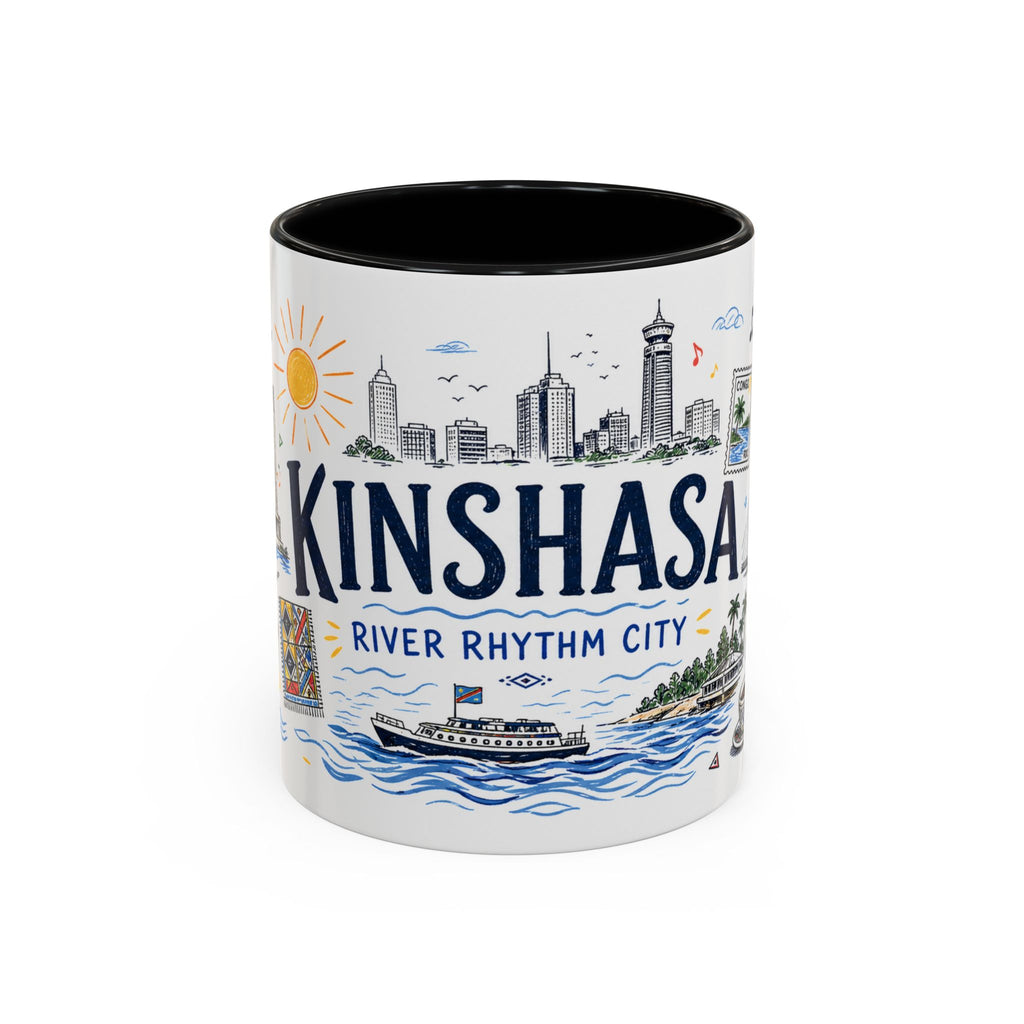 Kinshasa Coffee Mug | DR Congo Souvenir Travel Gift | Accent Color Ceramic 11oz 15oz