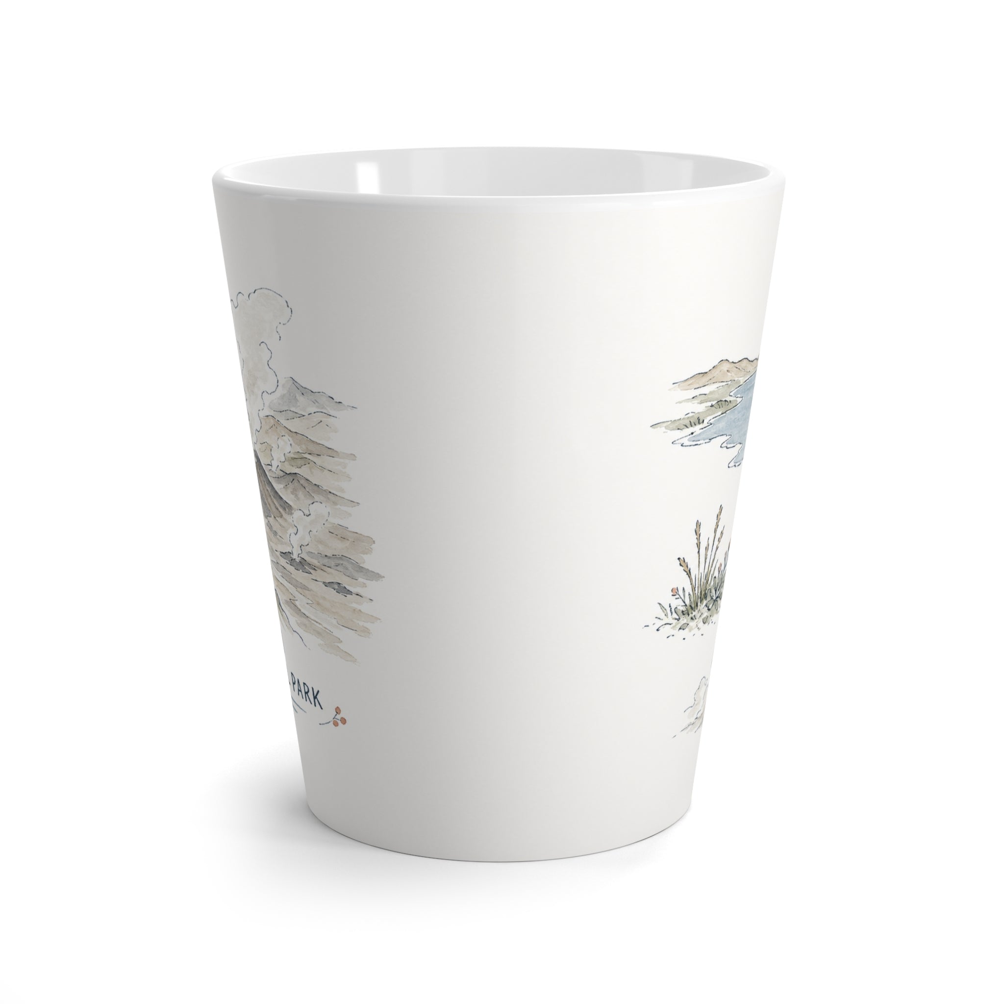 Katmai National Park Latte Mug | Pastel Watercolor Nature Coffee Cup | 12 oz Travel Souvenir Gift